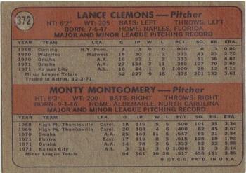 Royals 1972 Rookie Stars (Lance Clemons / Monty Montgomery)  baseball card collectible - Main Image 2