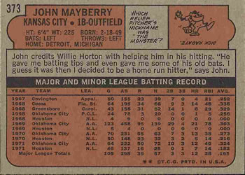 John Mayberry  baseball card collectible - Main Image 2