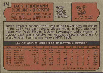 Jack Heidemann  baseball card collectible - Main Image 2