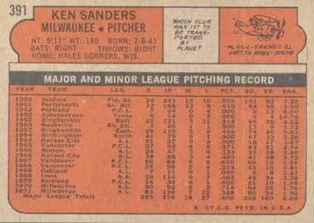 Ken Sanders  baseball card collectible - Main Image 2