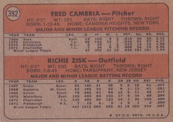 Pirates 1972 Rookie Stars (Fred Cambria / Richie Zisk)  baseball card collectible - Main Image 2