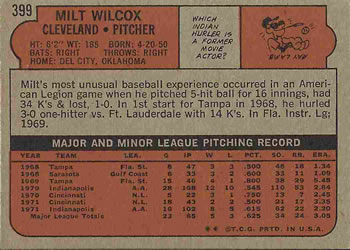 Milt Wilcox  baseball card collectible - Main Image 2