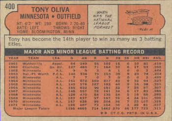 Tony Oliva  baseball card collectible - Main Image 2