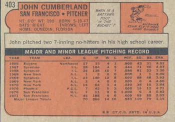 John Cumberland  baseball card collectible - Main Image 2