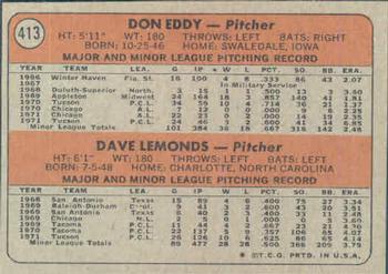 White Sox 1972 Rookie Stars (Don Eddy / Dave Lemonds)  baseball card collectible - Main Image 2