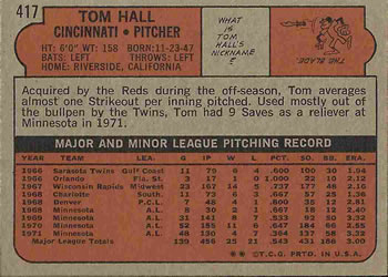 Tom Hall  baseball card collectible - Main Image 2