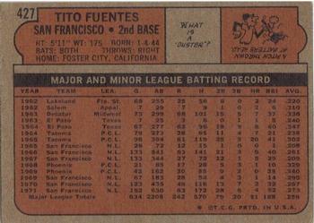 Tito Fuentes  baseball card collectible - Main Image 2