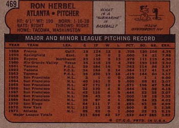 Ron Herbel  baseball card collectible - Main Image 2