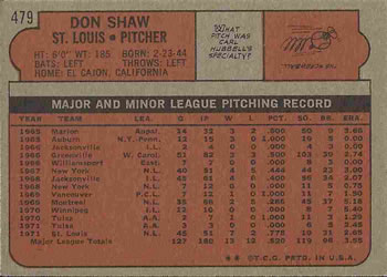 Don Shaw  baseball card collectible - Main Image 2