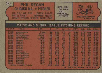 Phil Regan  baseball card collectible - Main Image 2