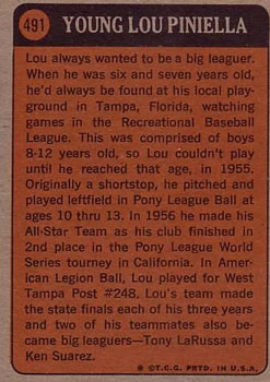 Lou Piniella  baseball card collectible - Main Image 2