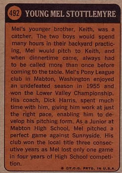 Mel Stottlemyre  baseball card collectible - Main Image 2
