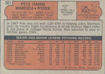 Pete Hamm  baseball card collectible - Main Image 2