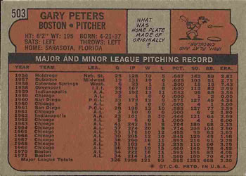 Gary Peters  baseball card collectible - Main Image 2