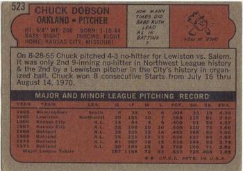 Chuck Dobson  baseball card collectible - Main Image 2