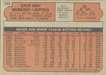 Dave May  baseball card collectible - Main Image 2