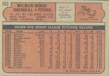 Wilbur Wood  baseball card collectible - Main Image 2