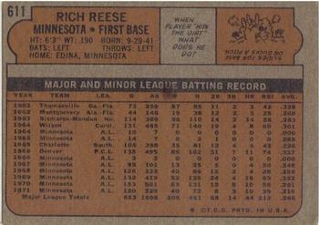Rich Reese  baseball card collectible - Main Image 2