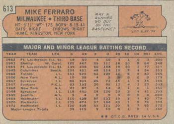 Mike Ferraro  baseball card collectible - Main Image 2