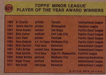 Minor League Player of the Year Award  baseball card collectible - Main Image 2