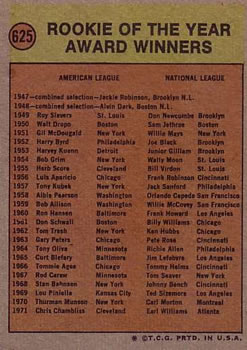 Rookie of the Year Award  baseball card collectible - Main Image 2