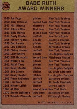 Babe Ruth Award  baseball card collectible - Main Image 2