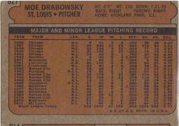 Moe Drabowsky  baseball card collectible - Main Image 2