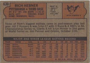 Rich Hebner  baseball card collectible - Main Image 2