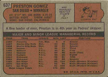 Preston Gomez  baseball card collectible - Main Image 2
