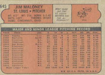 Jim Maloney  baseball card collectible - Main Image 2