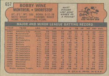 Bobby Wine  baseball card collectible - Main Image 2