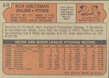 Ken Holtzman  baseball card collectible - Main Image 2