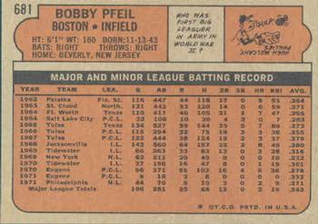 Bobby Pfeil  baseball card collectible - Main Image 2