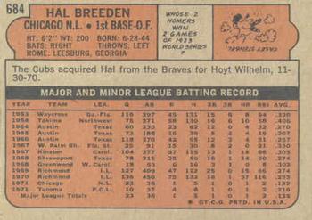Hal Breeden  baseball card collectible - Main Image 2