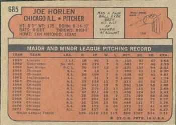 Joe Horlen  baseball card collectible - Main Image 2