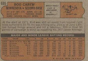 Rod Carew  baseball card collectible - Main Image 2