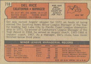 Del Rice  baseball card collectible - Main Image 2
