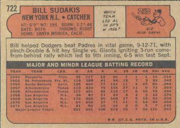Bill Sudakis  baseball card collectible - Main Image 2