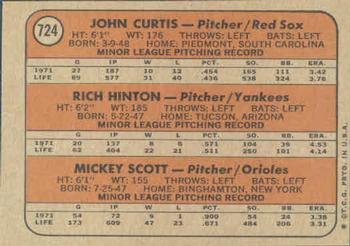 A.L. 1972 Rookie Stars (John Curtis / Rich Hinton / Mickey Scott)  baseball card collectible - Main Image 2