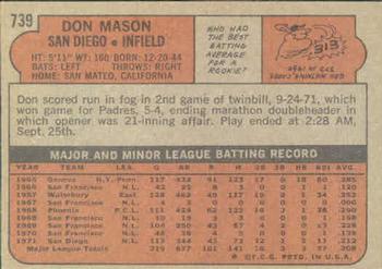 Don Mason  baseball card collectible - Main Image 2