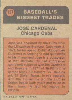 Jose Cardenal  baseball card collectible - Main Image 2