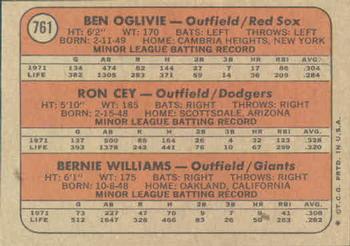 AL-NL 1972 Rookie Stars (Ben Oglivie / Ron Cey / Bernie Williams)  baseball card collectible - Main Image 2