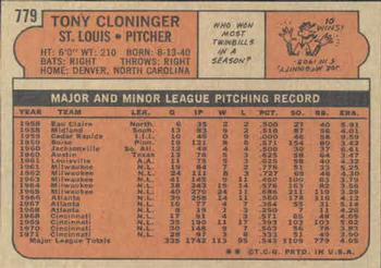 Tony Cloninger  baseball card collectible - Main Image 2
