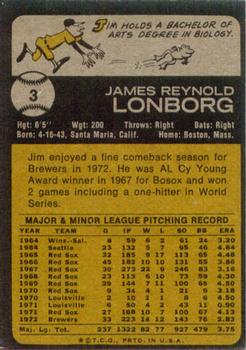Jim Lonborg  baseball card collectible - Main Image 2