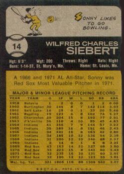 Sonny Siebert  baseball card collectible - Main Image 2