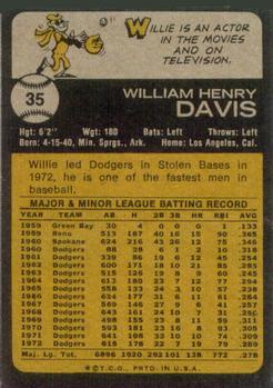 Willie Davis  baseball card collectible - Main Image 2