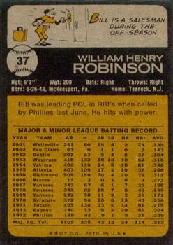Bill Robinson  baseball card collectible - Main Image 2