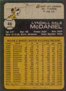 Lindy McDaniel  baseball card collectible - Main Image 2