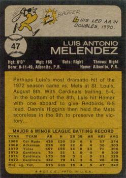 Luis Melendez  baseball card collectible - Main Image 2