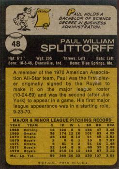 Paul Splittorff  baseball card collectible - Main Image 2